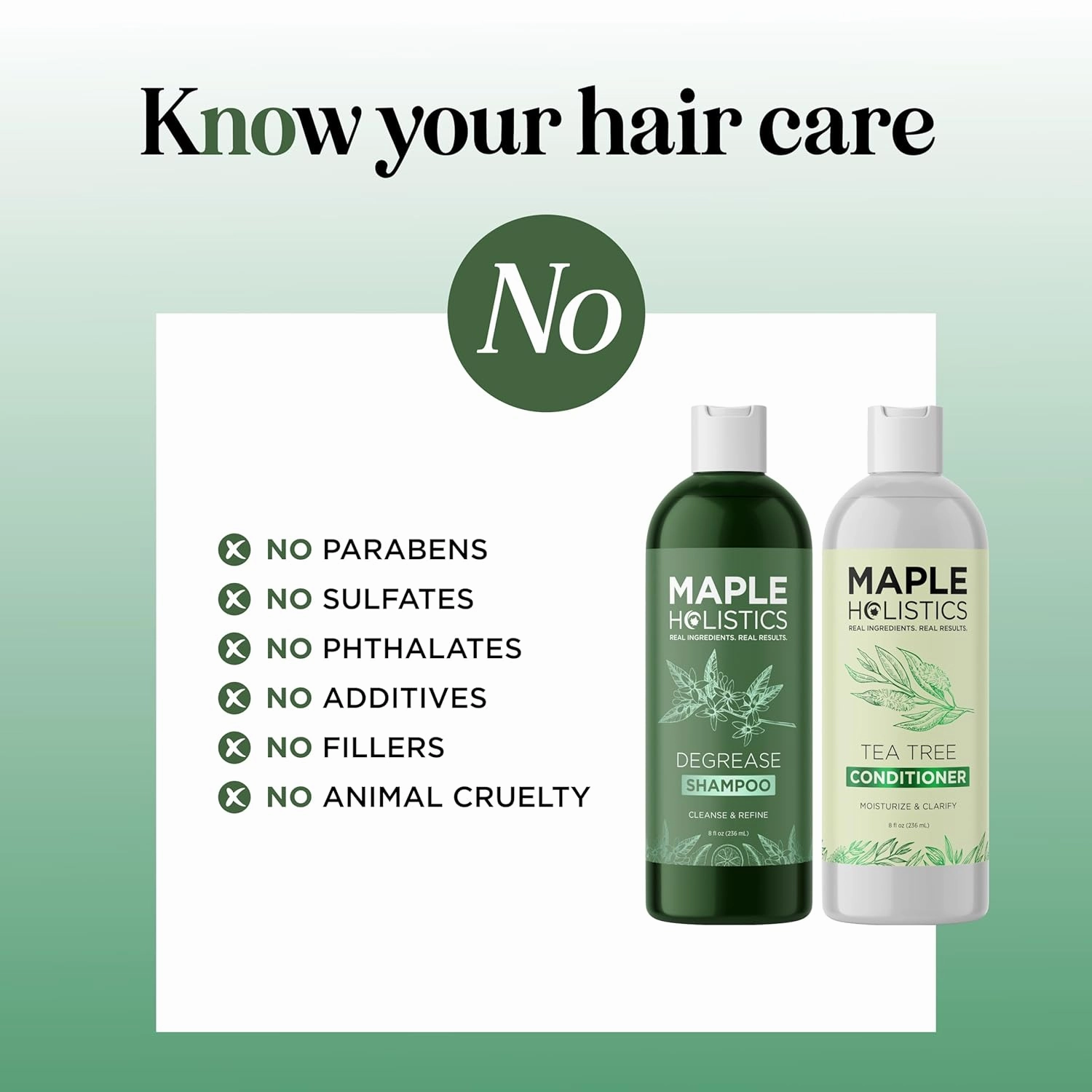 Shampoo and Conditioner for Oily Hair and Scalp - Sulfate and Paraben Free Shampoo and Conditioner Set for Oily Hair Care with Deep Cleansing Tea Tree Oil - Color Safe & Cruelty Free (8 Fl Oz)