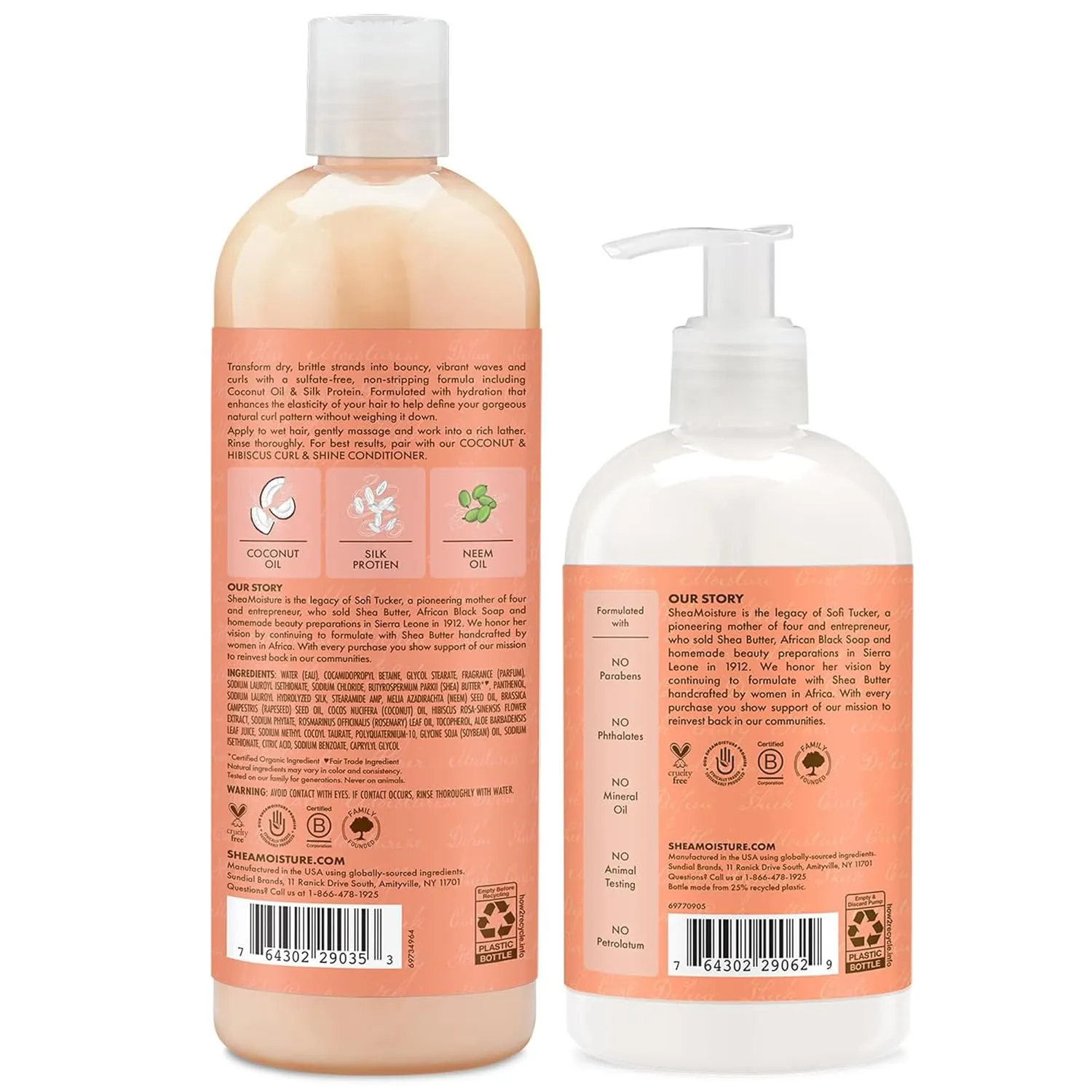 Shea Moisture Shampoo & Conditioner Set – Curl & Shine, Coconut & Hibiscus Hair Care Formulas for Moisturizing & Defining Thick, Curly Hair (2 Piece Set)