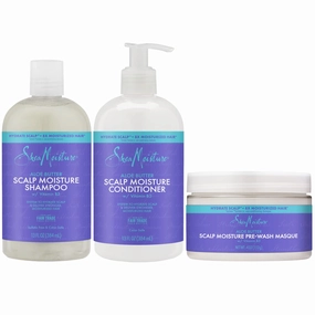 SheaMoisture Dry Scalp Care Trio: Aloe Butter & Vitamin B3 Shampoo (13 Oz), Conditioner (13 Oz), and Pre-Wash Masque (4 Oz) with Shea Butter