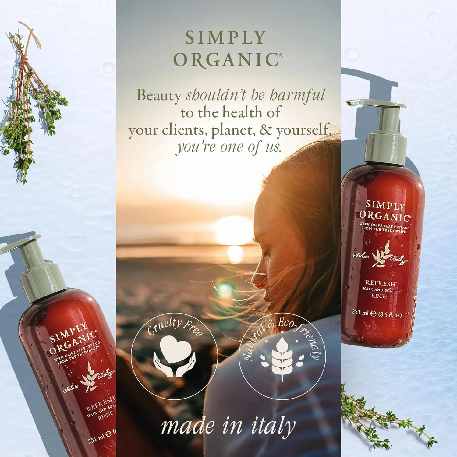 SIMPLY ORGANIC Hair Detox Clarifying Deep Conditioner Scalp Rinse, Made in Italy, All Natural Cruelty Free Hair Care for Women & Men, Rosemary, Sage & Olive Leaf Extract, 8.5 fl oz/251ml, REFRESH