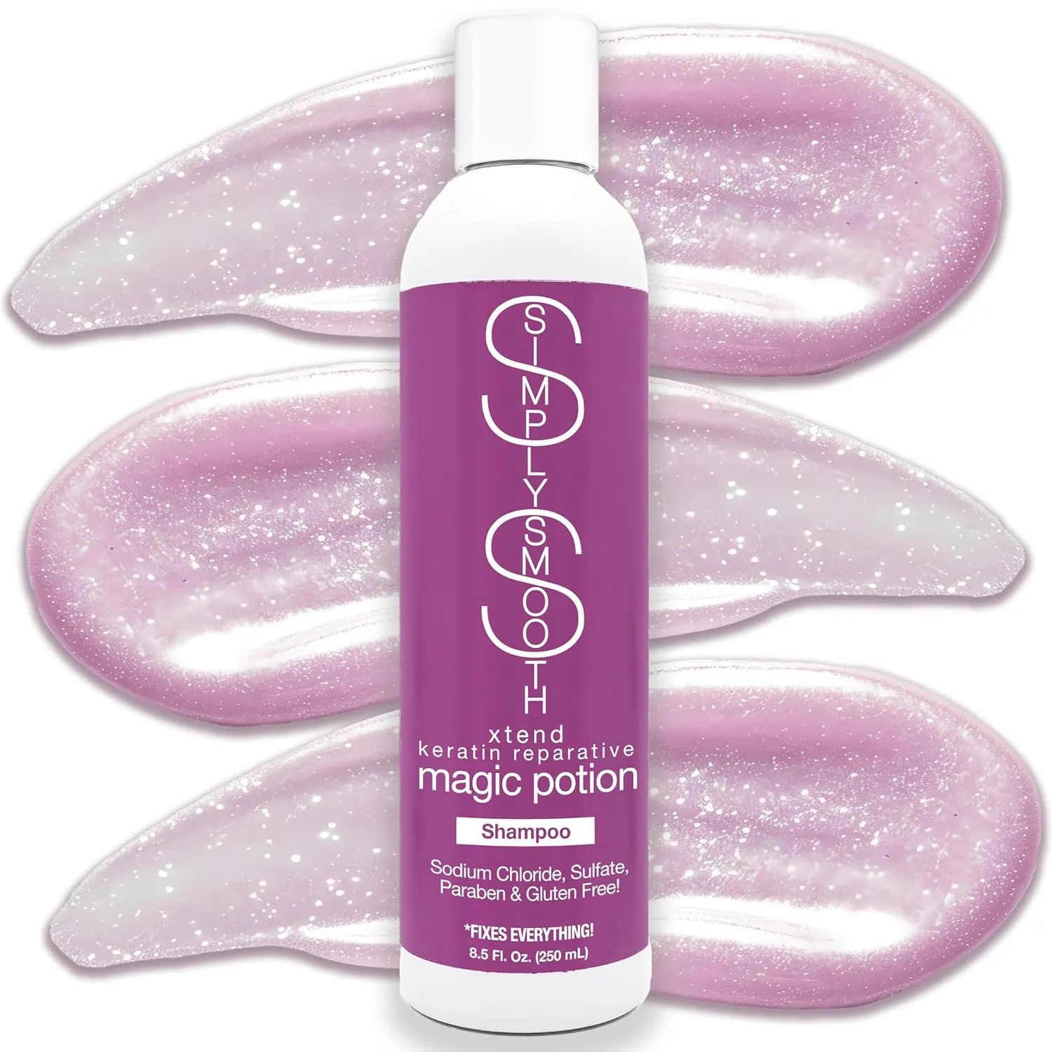SIMPLY SMOOTH Magic Potion Shampoo Paraben Free Daily Shampoo Restore & Repair Dry, Damaged, Keratin Depleted Hair Hydrate & Create Soft, Healthy Hair For All Hair Type 8.5oz