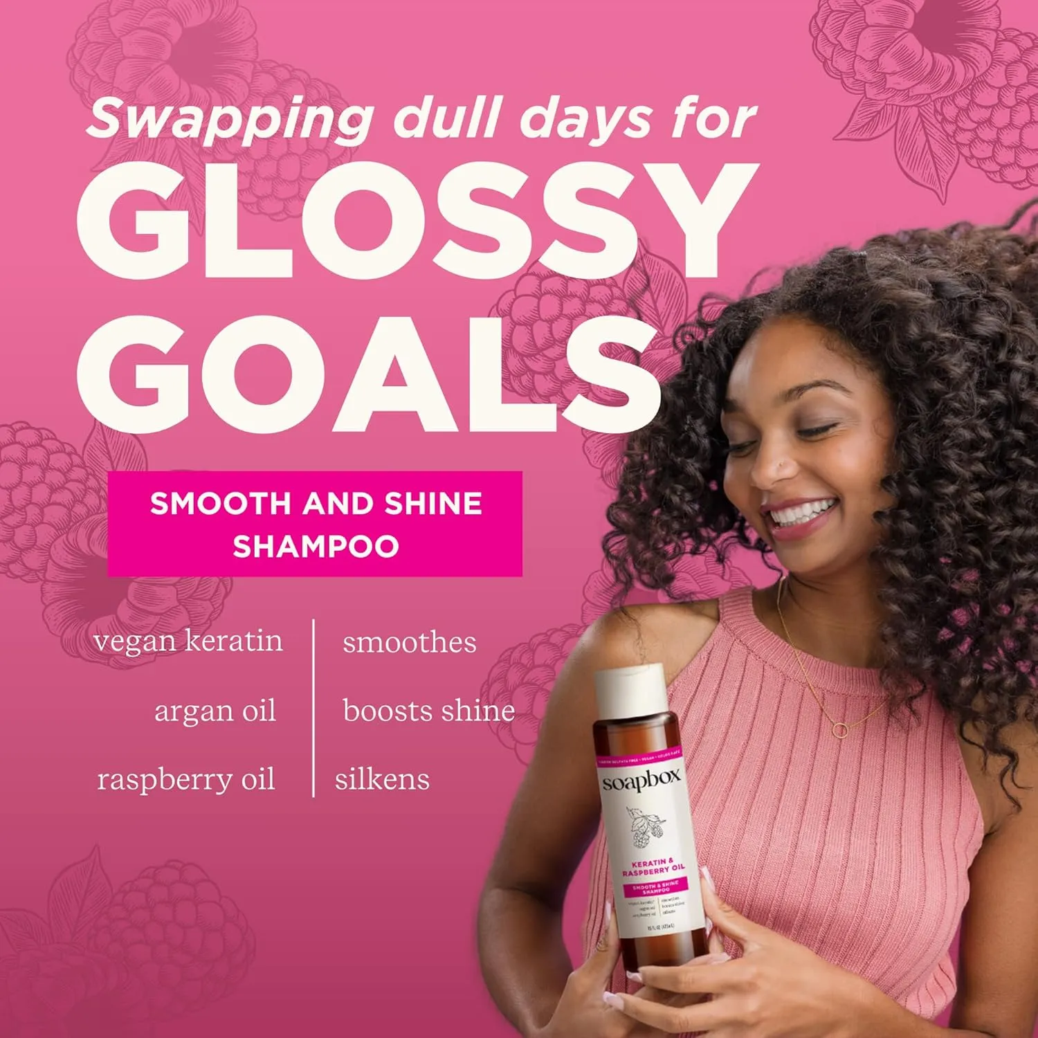 Soapbox Shine Boosting Keratin Shampoo, Harsh Sulfate Free Shampoo with Argan Oil, Silicone & Paraben Free, Color Safe & Vegan, 16 Ounces (Pack of 3)