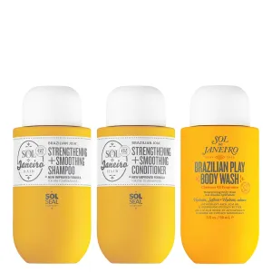 SOL DE JANEIRO Mini Brazilian Play Moisturizing Shower Cream Gel Body Wash   Brazilian Joia Damage Repairing Shampoo and Conditioner Set