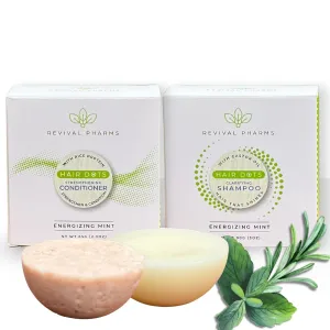 Solid Clarifying Shampoo & Strengthening Conditioner Bars I with Rice Protein, Castor Oil I Energizing Mint I Paraben Free I Plastic Free