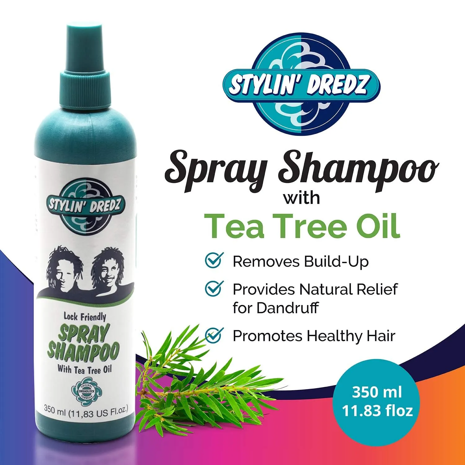Spray Shampoo - Dreadlock Shampoo - Residue Free with Tea Tree Oil - 350 ml Pack of 2