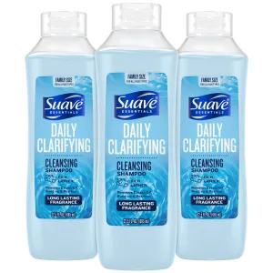 Suave Clarifying Shampoo, Family-Size 3-Pack – pH-Balanced & Hypoallergenic Daily Deep Cleansing Shampoo for Normal to Oily Hair, 22.5 Oz Ea