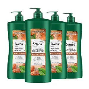 Suave Professionals Moisturizing Shampoo for Dry Hair Almond and Shea Butter Paraben-free and Dye-free 28 oz, Pack of 4