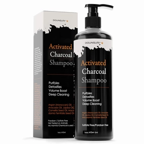 Sulfate Free Activated Charcoal Hair Shampoo for Clarifying, Detoxification and Volumizing 16oz – Organic Ingredients: Argan (Moroccan), Avocado (Shampoo)