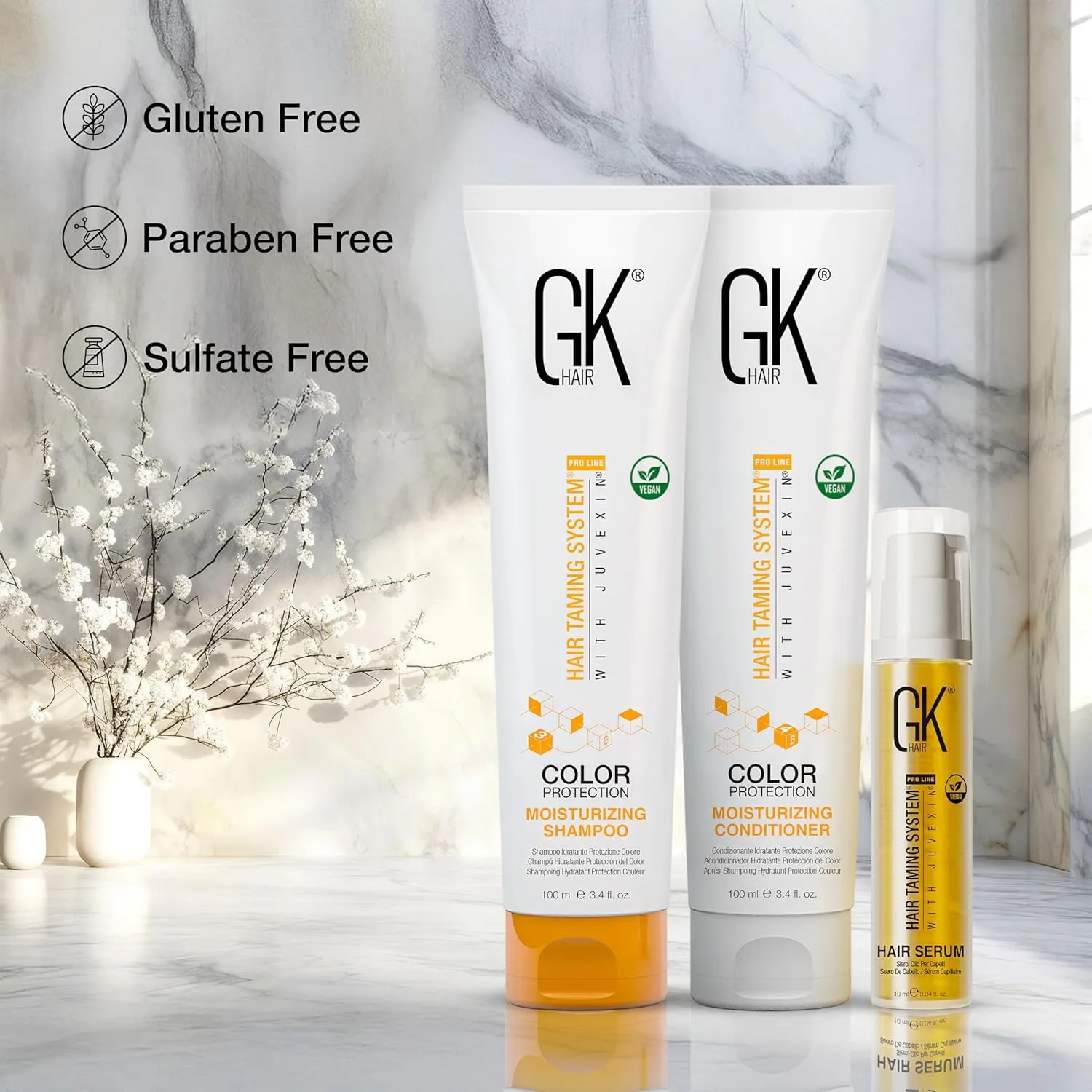 Sulphate Free Moisturizing Shampoo and Conditioner with Serum Set for Color Protection and After Keratin Treatment Nourishes Cleansing Dry to Normal Paraben-Free Men and Women - Salon Quality