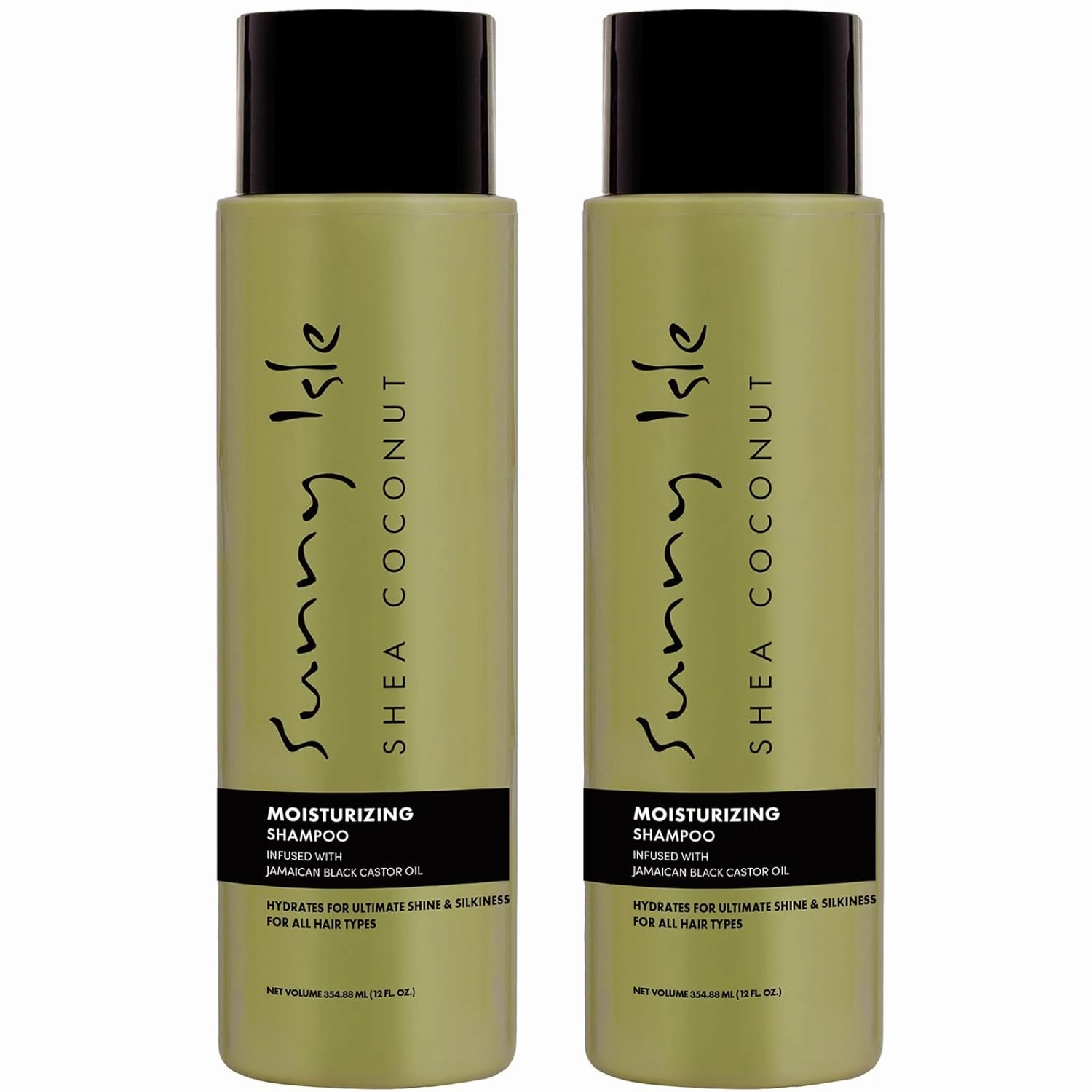 Sunny Isle Shea Coconut Moisturizing Shampoo and Conditioner 12oz Bundle | with Jamaican Black Castor Oil | Curly Hair Care | Hydration for Dry Curls, Waves, Coils | Silicone, Paraben & Sulfate FREE