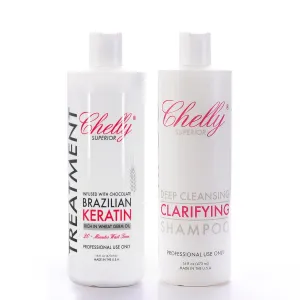 SUPERIOR BRAZILIAN KERATIN TREATMENT CHOCOLATE & CLARIFIYNG SHAMPOO COMBO (16 oz Chocolate Treatment   16 oz Clarifying Shampoo)