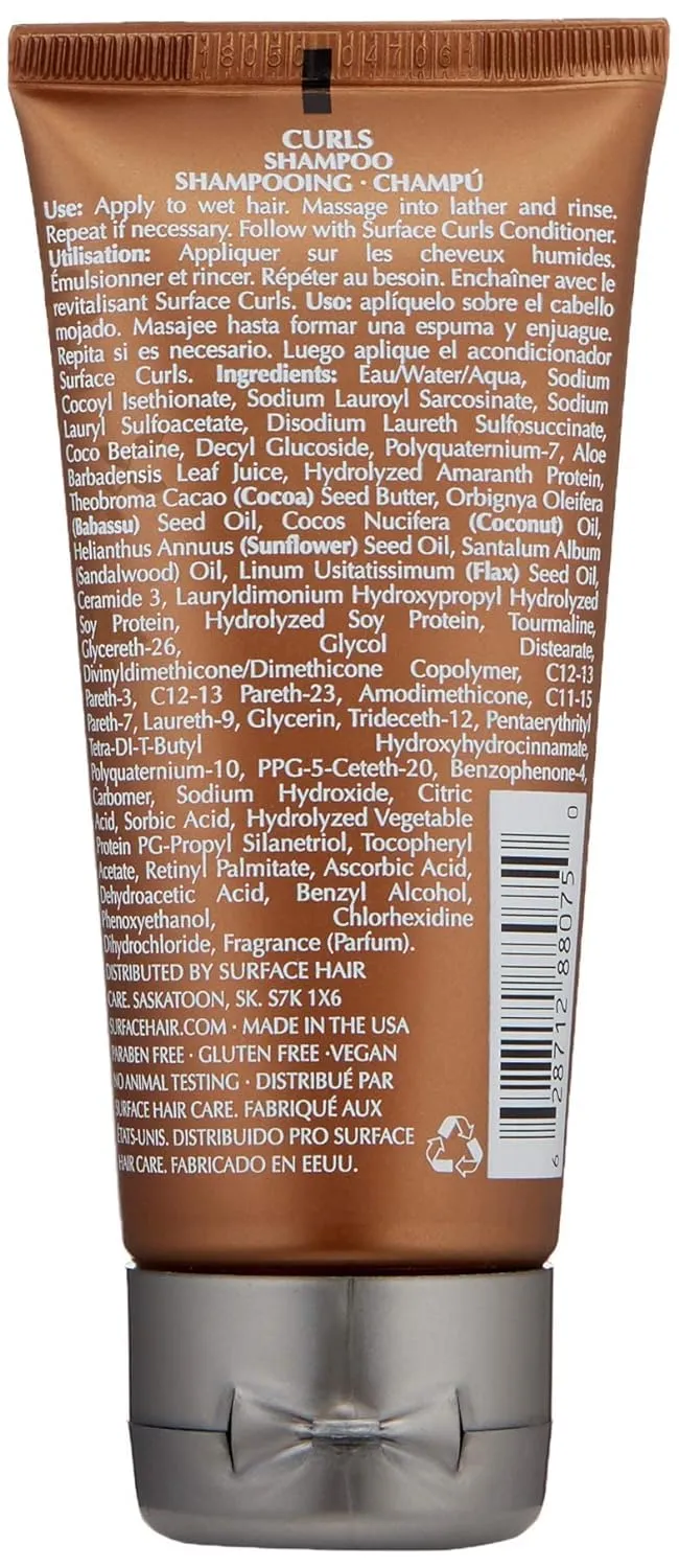 Surface Hair - Curls Moisturizing Shampoo – Defines, Adds Shine, and Provides Frizz Free Style Longevity