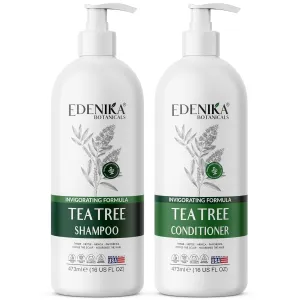 Tea Tree Oil Shampoo and Conditioner, Soothes Itchy & Dry Scalp, Deep Cleansing for Dandruff & Buildup, Hydrates & Refreshes, Sulfate Free, Women & Men, 16 fl oz Each