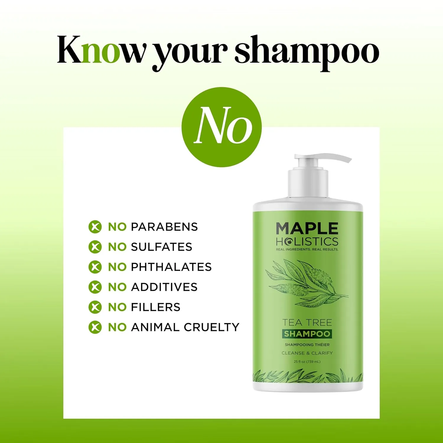 Tea Tree Oil Shampoo - Sulfate Free, Deep Cleansing, Vegan, Clarifying - 25 Fl Oz