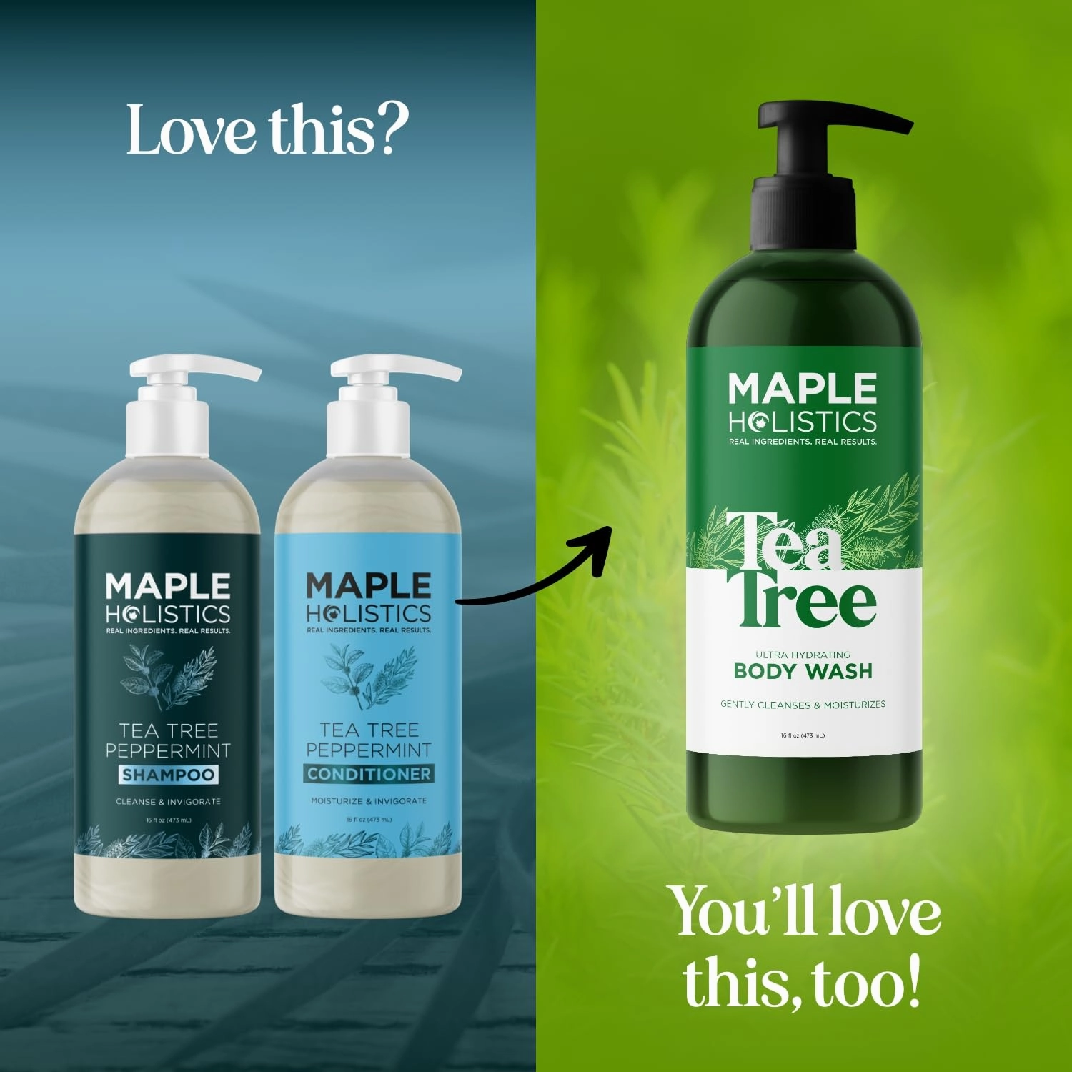Tea Tree Mint Shampoo and Conditioner - Tea Tree Rosemary Mint Shampoo and Conditioner Set Sulfate Free for Daily Clarifying and Dry Scalp Care - Paraben and Sulfate Free Shampoo and Conditioner 16oz