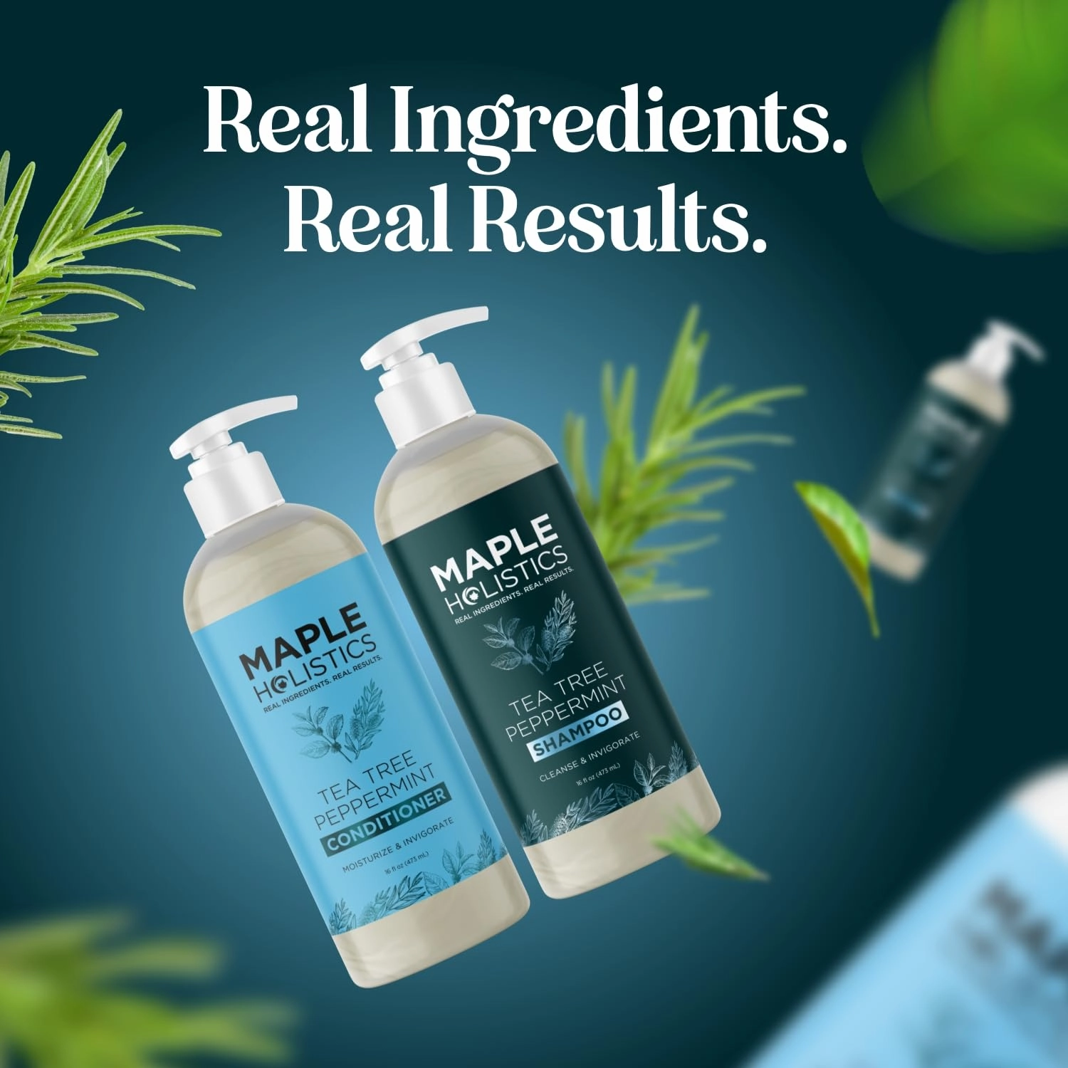 Tea Tree Mint Shampoo and Conditioner - Tea Tree Rosemary Mint Shampoo and Conditioner Set Sulfate Free for Daily Clarifying and Dry Scalp Care - Paraben and Sulfate Free Shampoo and Conditioner 16oz