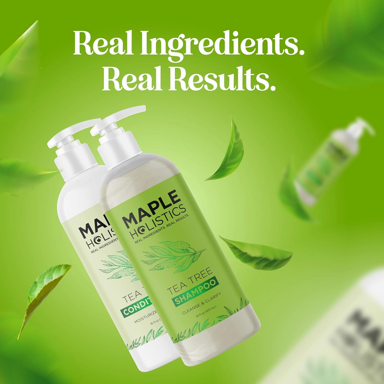 Tea Tree Shampoo and Conditioner Set - Sulfate Free Clarifying Shampoo and Conditioner for Oily Hair & Scalp Care with Australian Tea Tree Oil - Complete Dry Scalp Treatment for Build Up (16 Fl Oz)