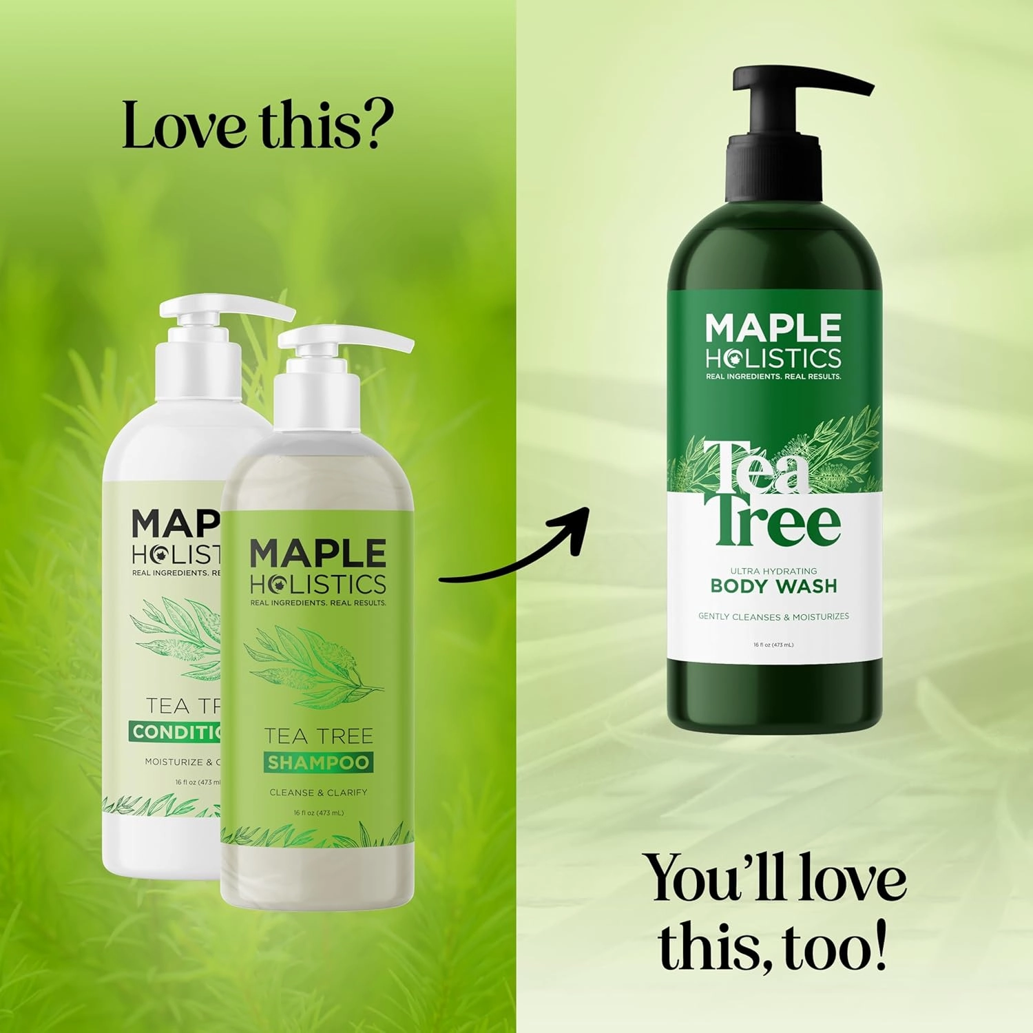 Tea Tree Shampoo and Conditioner Set - Sulfate Free Clarifying Shampoo and Conditioner for Oily Hair & Scalp Care with Australian Tea Tree Oil - Complete Dry Scalp Treatment for Build Up (16 Fl Oz)