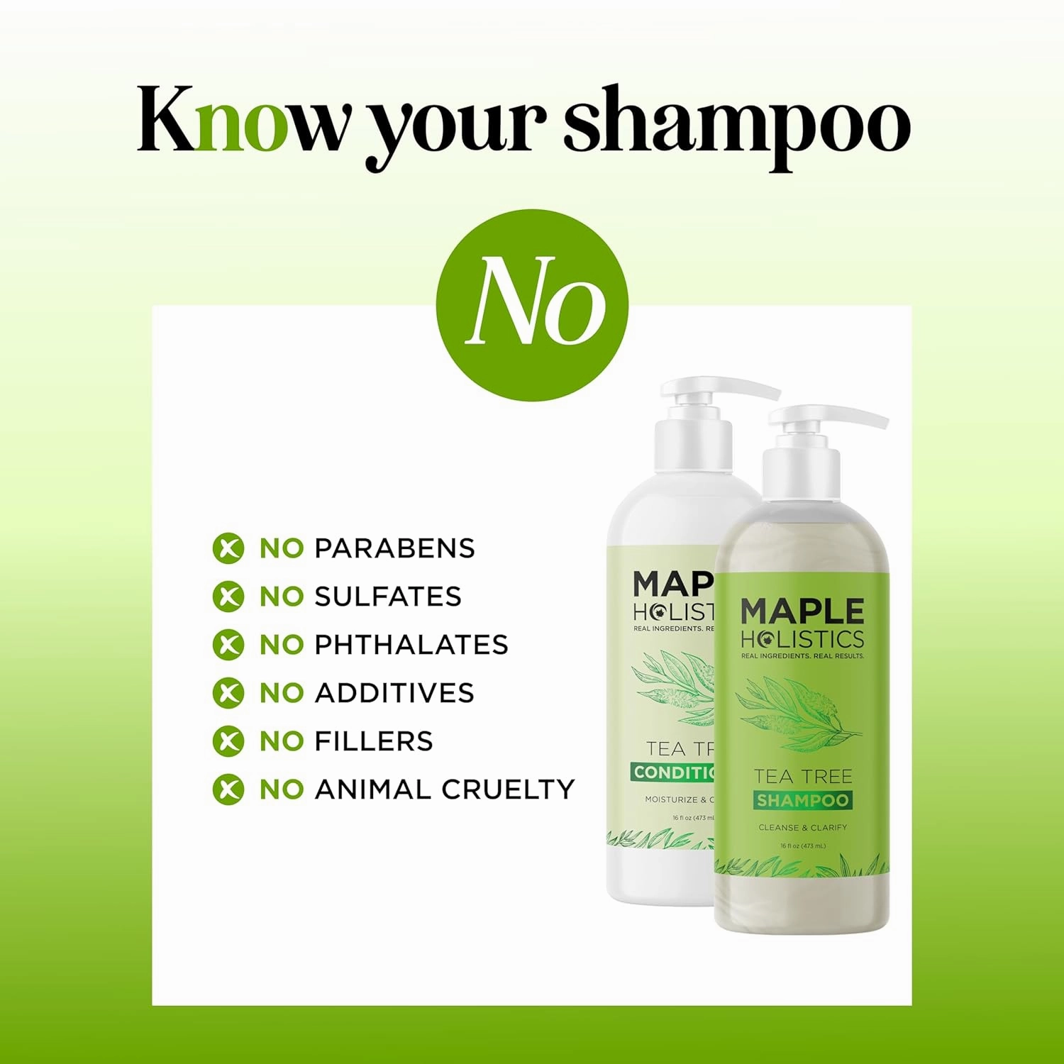 Tea Tree Shampoo and Conditioner Set - Sulfate Free Clarifying Shampoo and Conditioner for Oily Hair & Scalp Care with Australian Tea Tree Oil - Complete Dry Scalp Treatment for Build Up (16 Fl Oz)