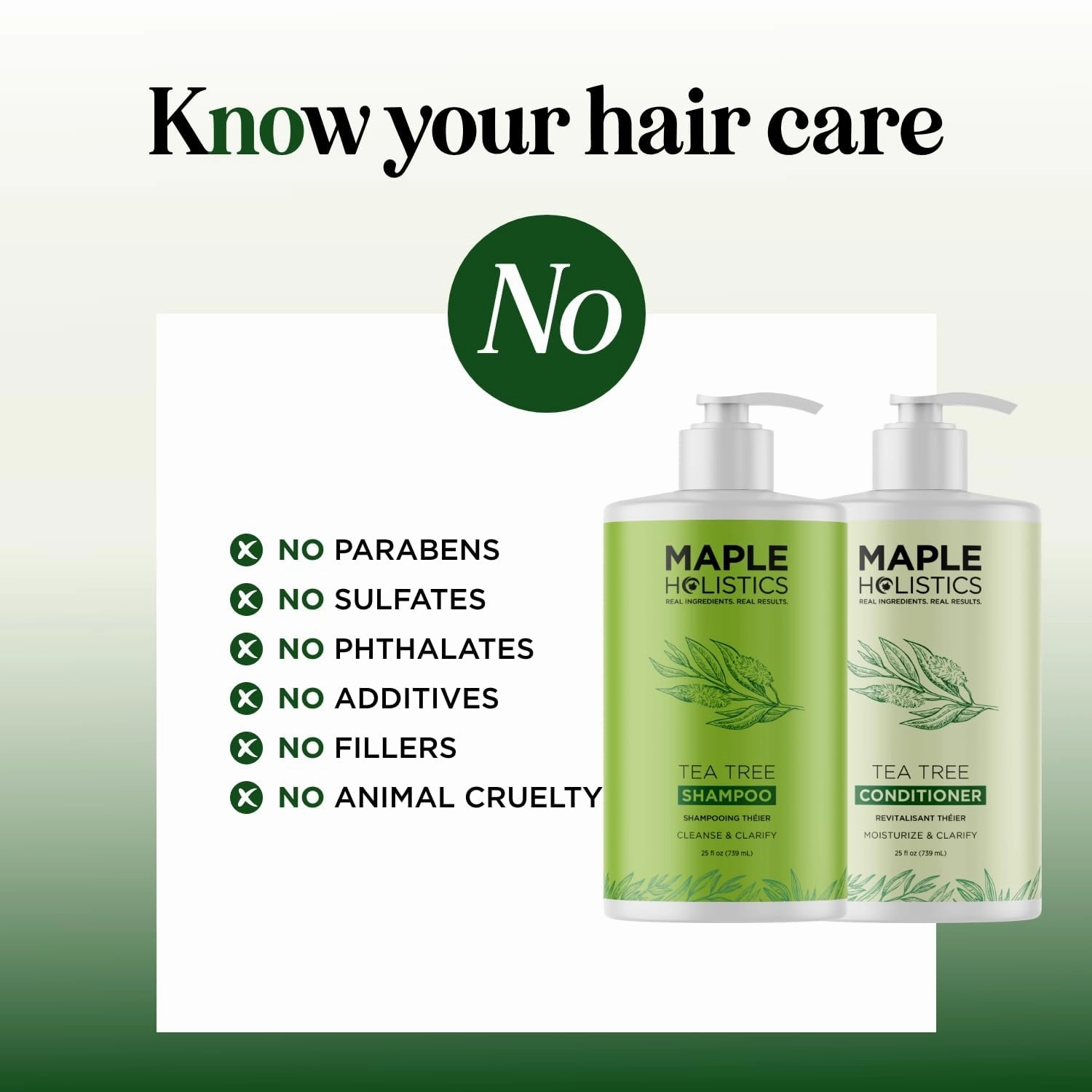 Tea Tree Shampoo and Conditioner Set - Sulfate Free Clarifying Shampoo and Conditioner for Oily Hair & Scalp Care with Australian Tea Tree Oil - Complete Dry Scalp Treatment for Build Up (25 Fl Oz)