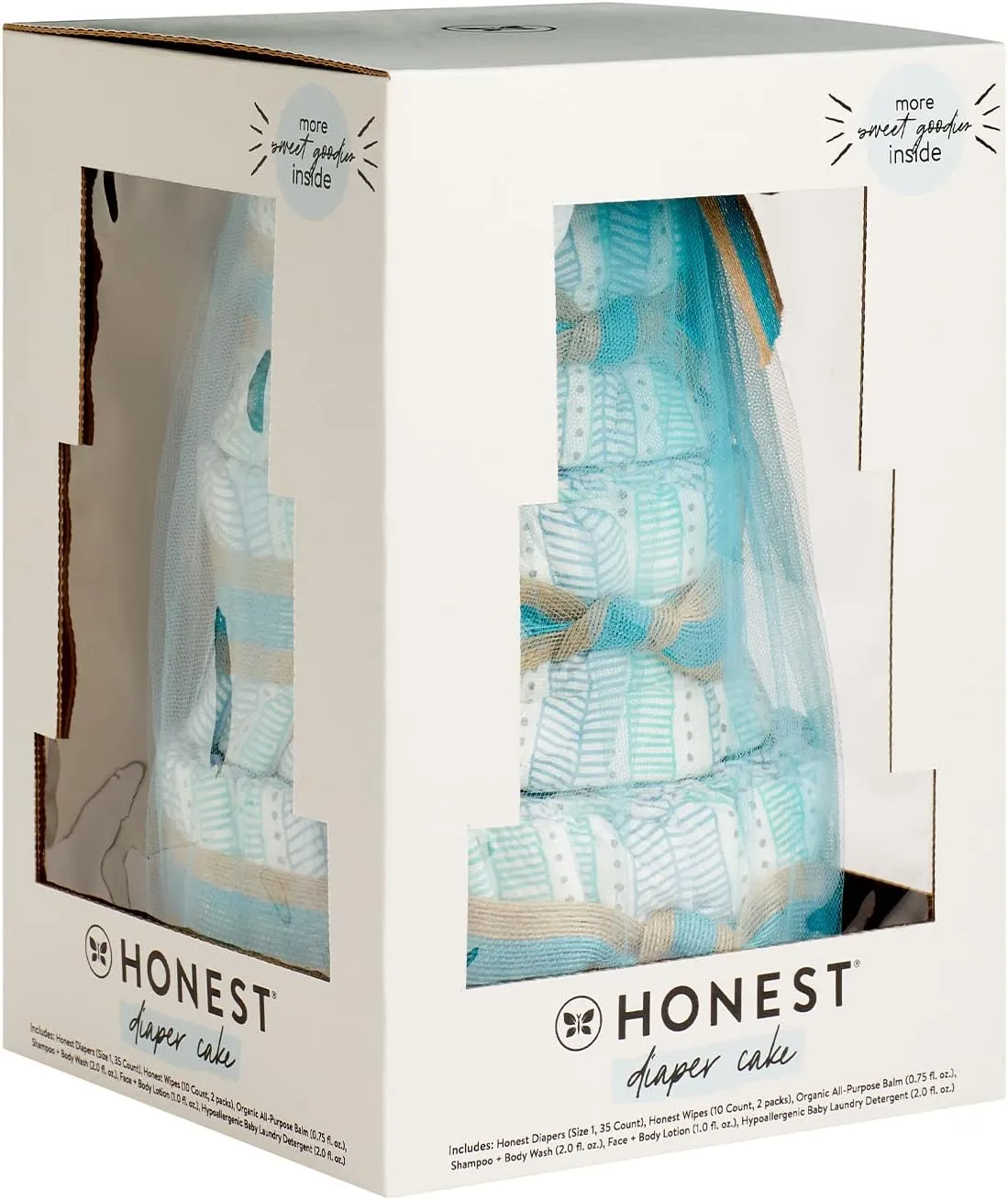 The Honest Company Diaper Cake | Clean Conscious Diapers, Baby Personal Care, Plant-Based Wipes | Dots   Dashes | Regular, Size 1 (8-14 lbs), 35 Count