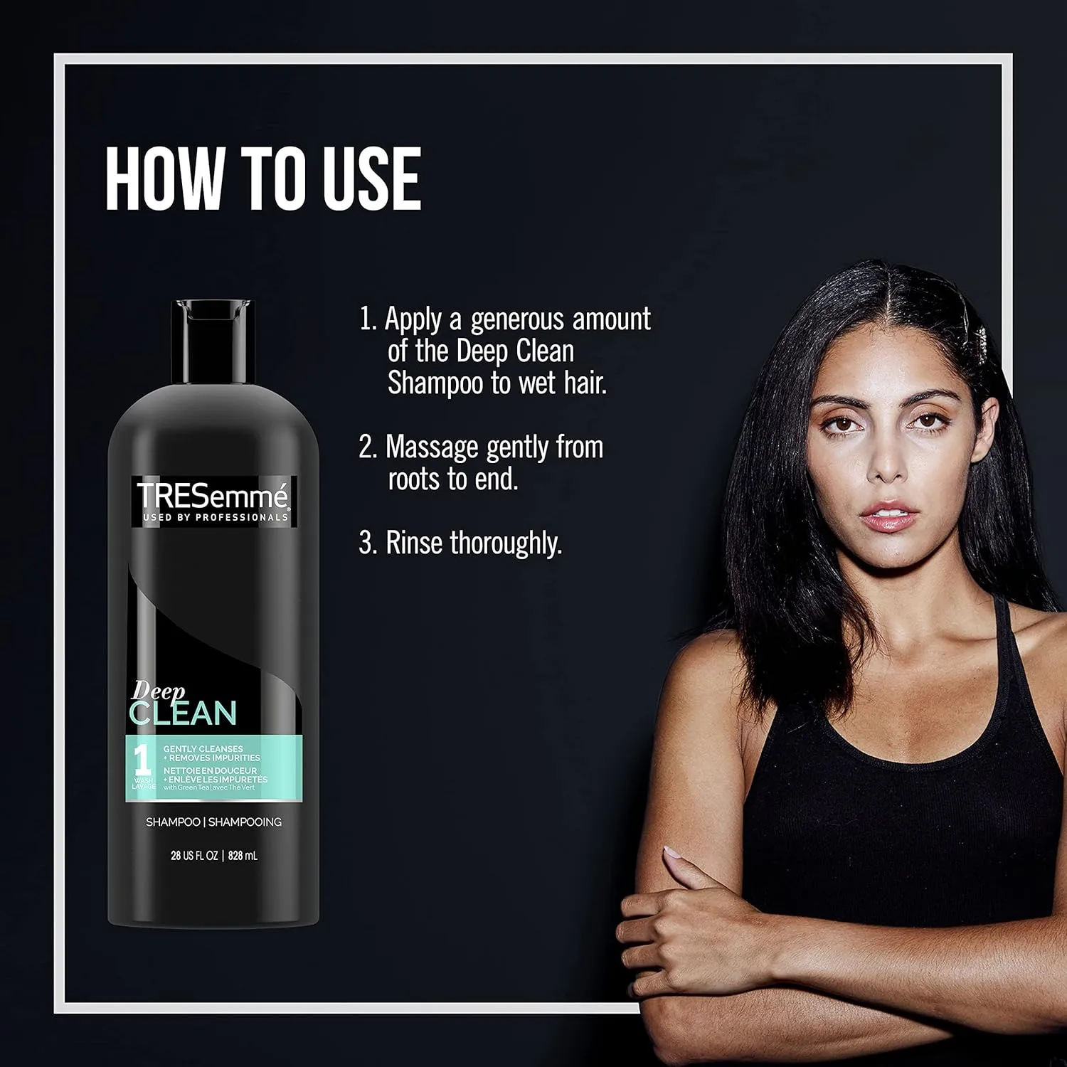 TRESemmé Cleansing Shampoo for Daily Use, Clean & Replenish Vitamin C and Green Tea Clarifying Shampoo Formula, 28 oz