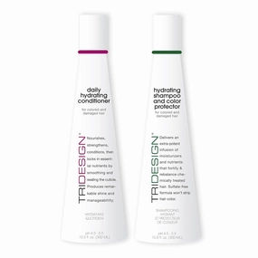 TRI Design Hydrating Shampoo & Conditioner Set - Sulfate Free Shampoo & Conditioner for Dry & Damaged Hair - Protect, Repair, and Moisturize Curly, Straight, Wavy, and Color-Treated Hair - 10.5 Ounce