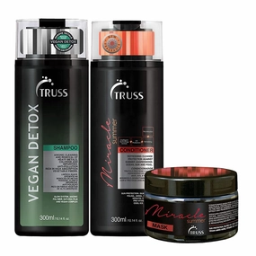 TRUSS Vegan Detox Shampoo Bundle with Miracle Summer Conditioner for UV Protection and Miracle Summer Mask