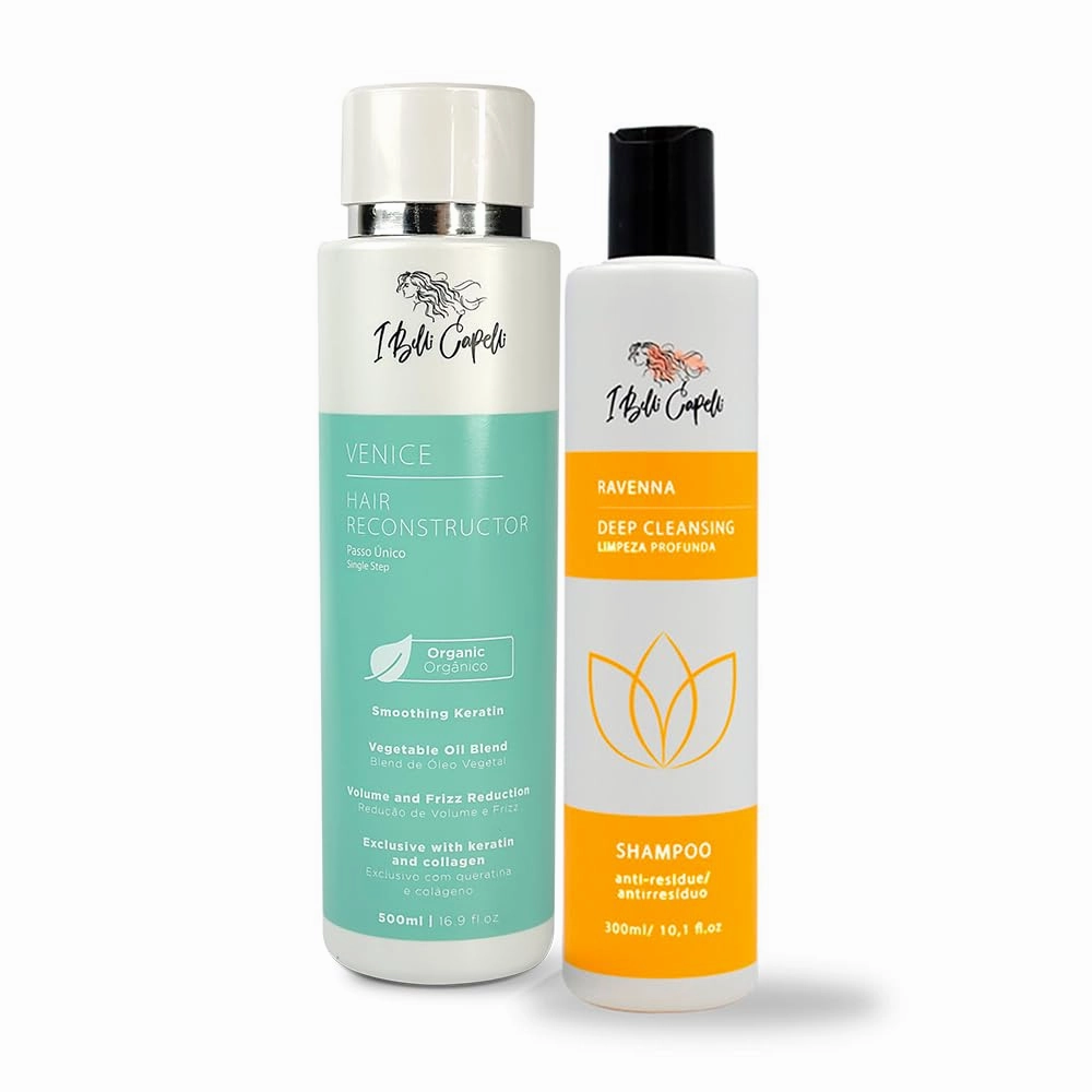 Venice Organic Keratin Hair Treatment Straightening, Smoothing Keratin 16.9 fl.oz   Deep Cleansing Shampoo 10 fl.oz- keratina Organica Sin Formol Para Alisar el Pelo - Complete Set