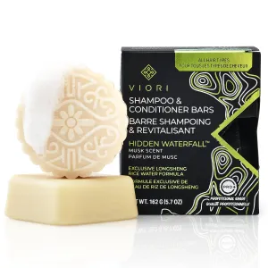 Viori Hidden Waterfall Shampoo and Conditioner Bar Set Made with Rice Water - Handcrafted Sulfate Free Shampoo and Conditioner