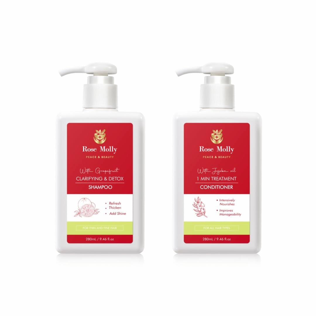 White Grapefruit Clarifying & Detox Shampoo, 1 Min Treatment Conditioner Set, 9.46 fl oz