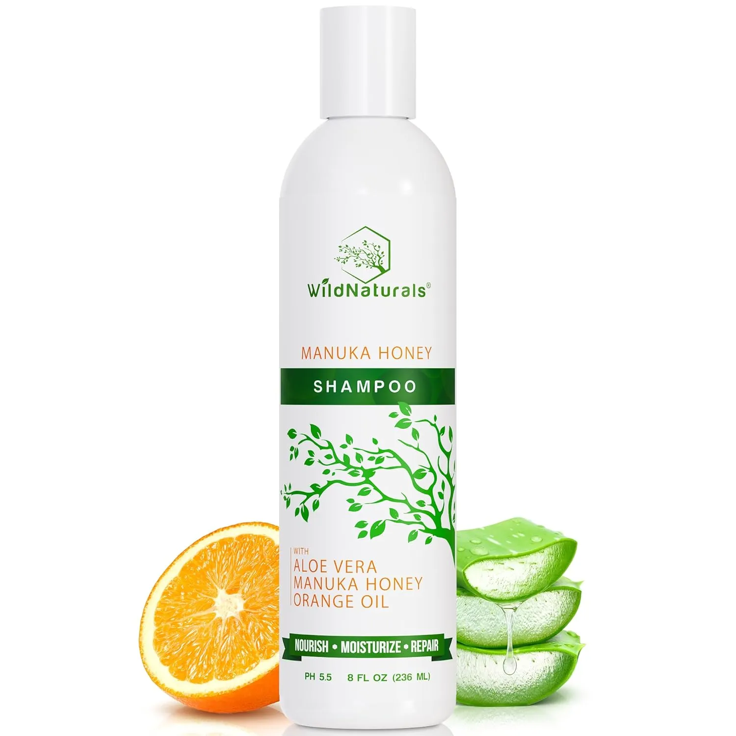 Wild Naturals Manuka Honey Shampoo for Eczema & Psoriasis – Hydrating Sulfate-Free with Aloe Vera & Coconut Oil – Moisturizing Shampoo for Dry, Itchy Scalp