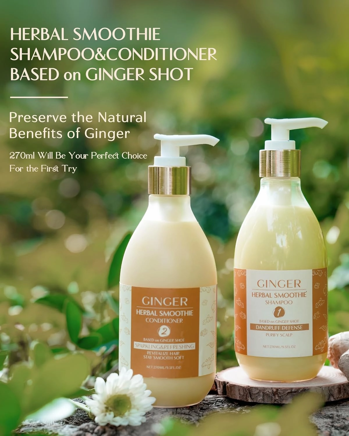 YANIBEST Anti-Dandruff Ginger Shampoo - Natural Organic Formula to Improve Scalp Environment, Clarify, Strengthen, Moisturize - Itch-Free