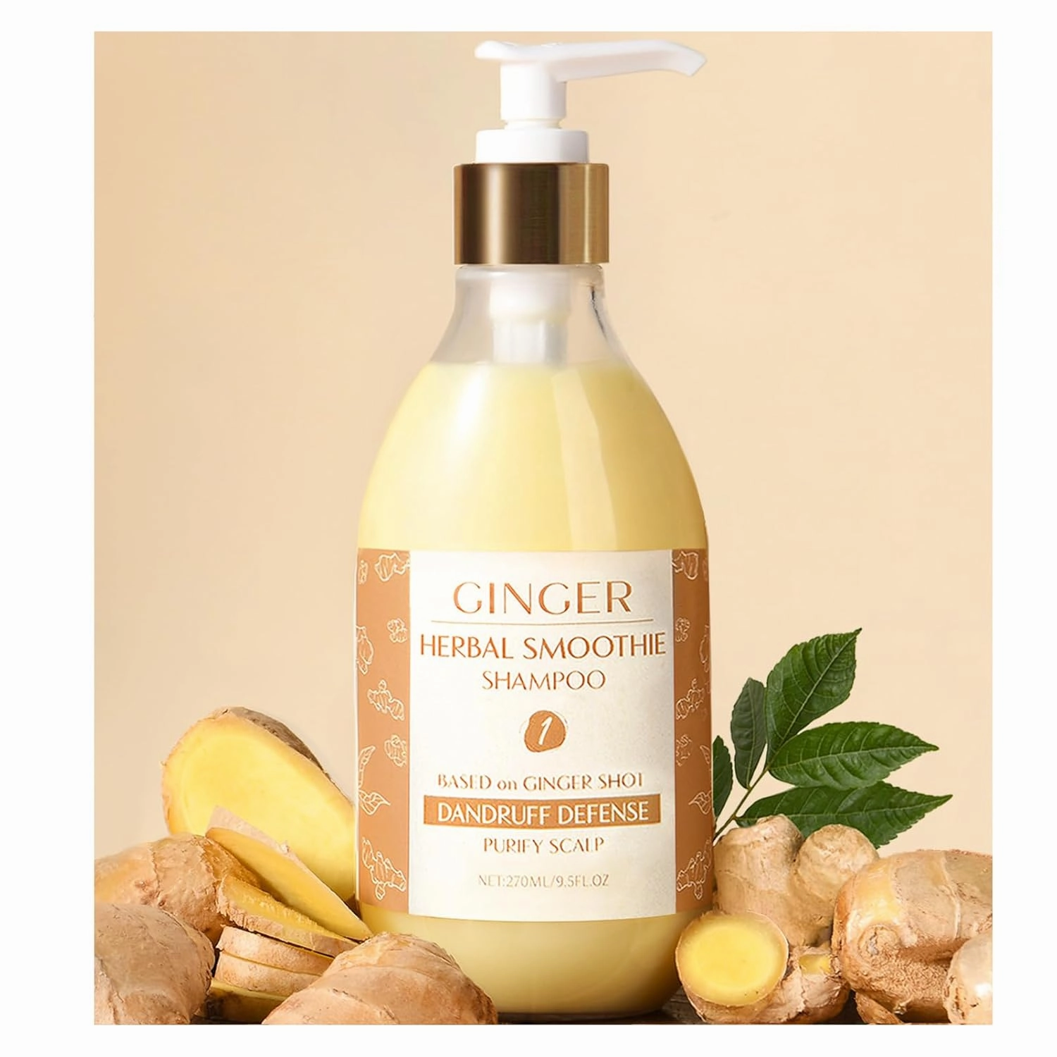 YANIBEST Anti-Dandruff Ginger Shampoo - Natural Organic Formula to Improve Scalp Environment, Clarify, Strengthen, Moisturize - Itch-Free