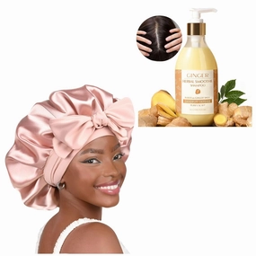 YANIBEST Anti Dandruff Shampoo Natural Formula Ginger Shampoo and Matches with Satin Bonnet