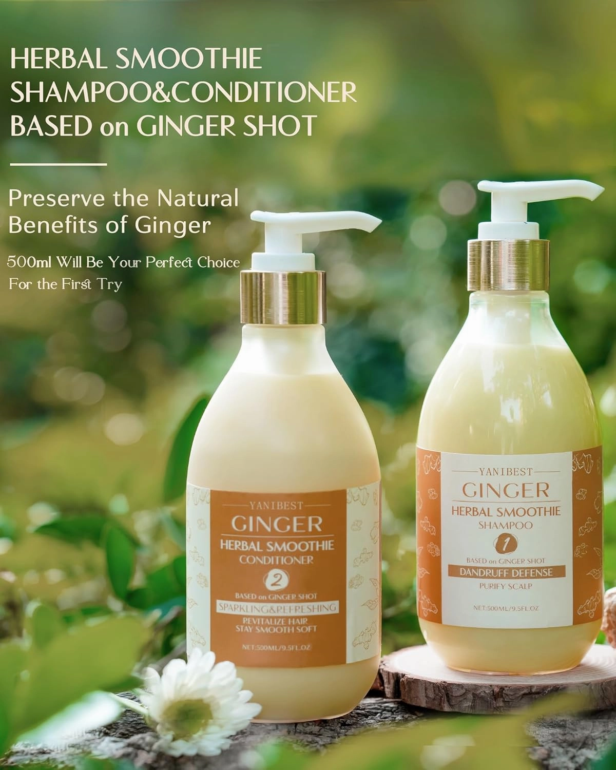 Yanibest Ginger Anti Dandruff Shampoo, Organic, Improves Scalp, Strengthens Hair, Itch-Free, For All Hair Types