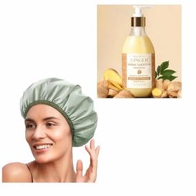 YANIBEST Waterproof Shower Cap for Women, Anti Dandruff Shampoo Natural Formula Ginger Shampoo