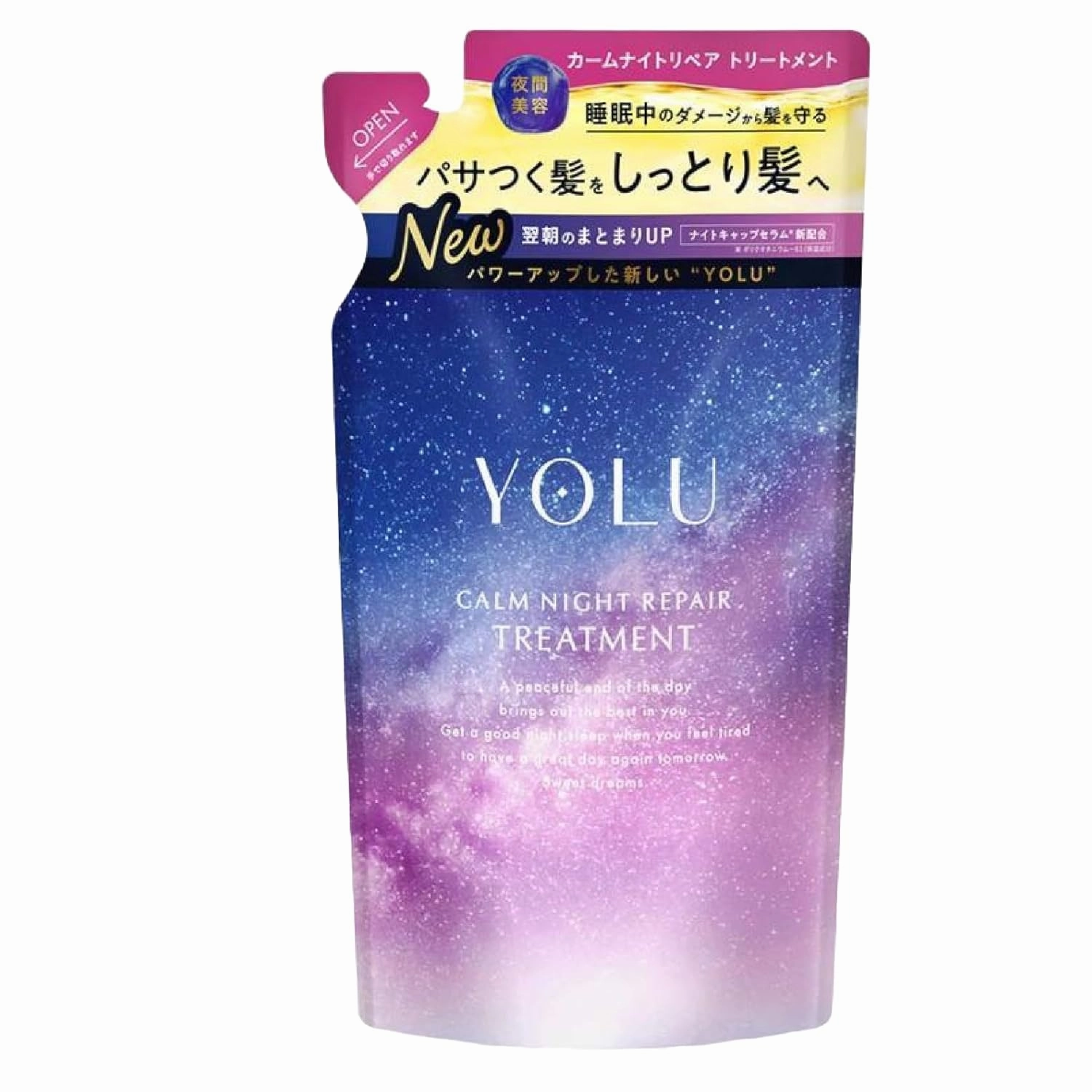YO-LU Calm Night Repair Treat-ment Refill 370ml- Japanese Hair Care for Damaged Hair - Moisturizing Sakura & Muguet Fragrance - Nighttime Repair Formula - Eco-Friendly Pouch - Japanese Shampoo