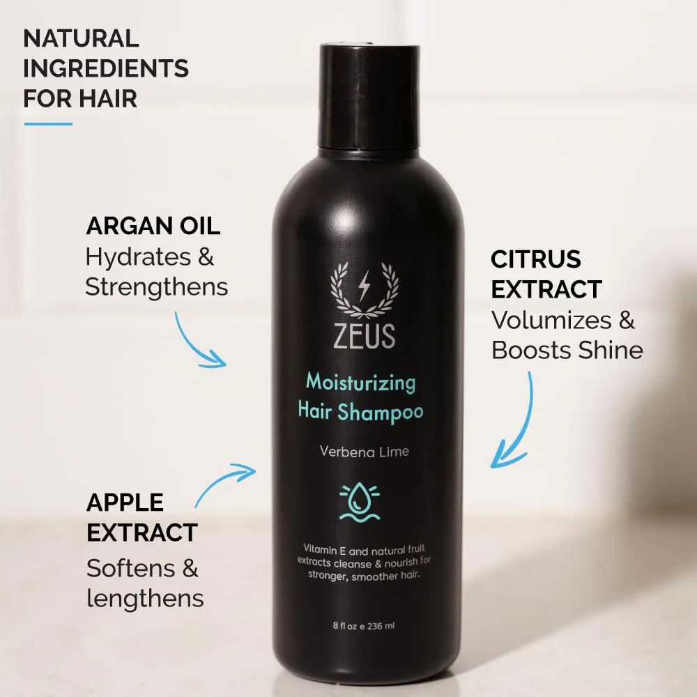 ZEUS Moisturizing Daily Shampoo – Cleansing Shampoo with Natural Fruit Extracts for Healthy, Stronger & Smoother Hair (Made in USA) Verbena Lime