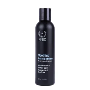 ZEUS Soothing Beard Shampoo for Men, Specialized Face & Hair Wash for Dry & Sensitive Skin, Anti-Dandruff & Itch Relief for Healthy Beard Growth (Made in USA) 6 oz.
